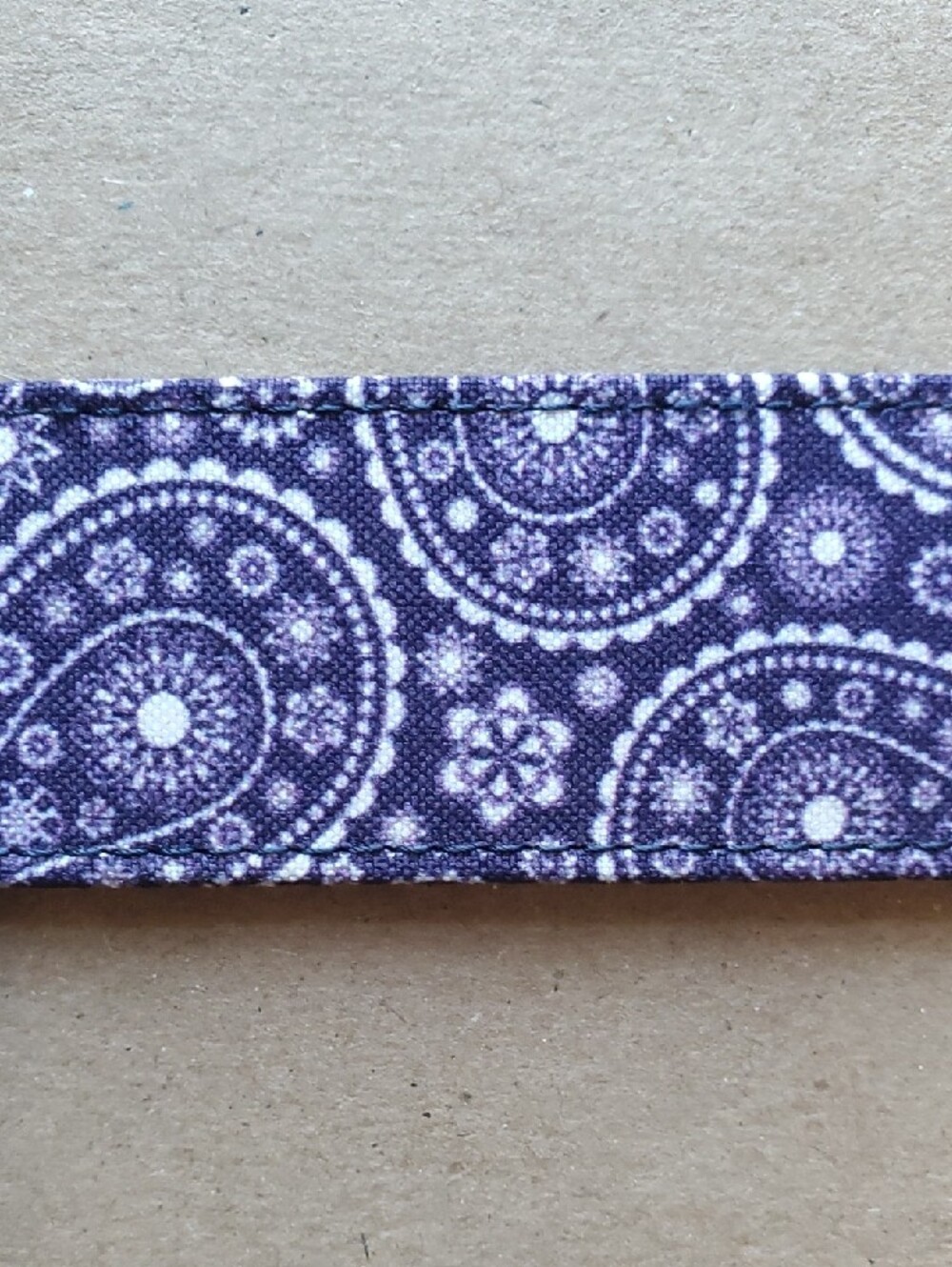 Bullock & Jones Purple Paisley Fabric Belt with Brown Leather Accents 42 - Picture 6 of 10